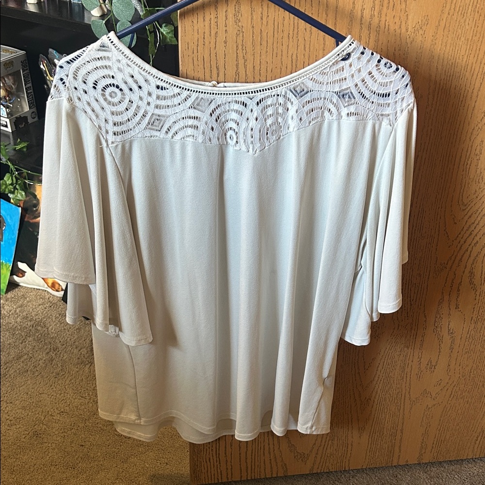 Worthington White Lace Detail Blouse